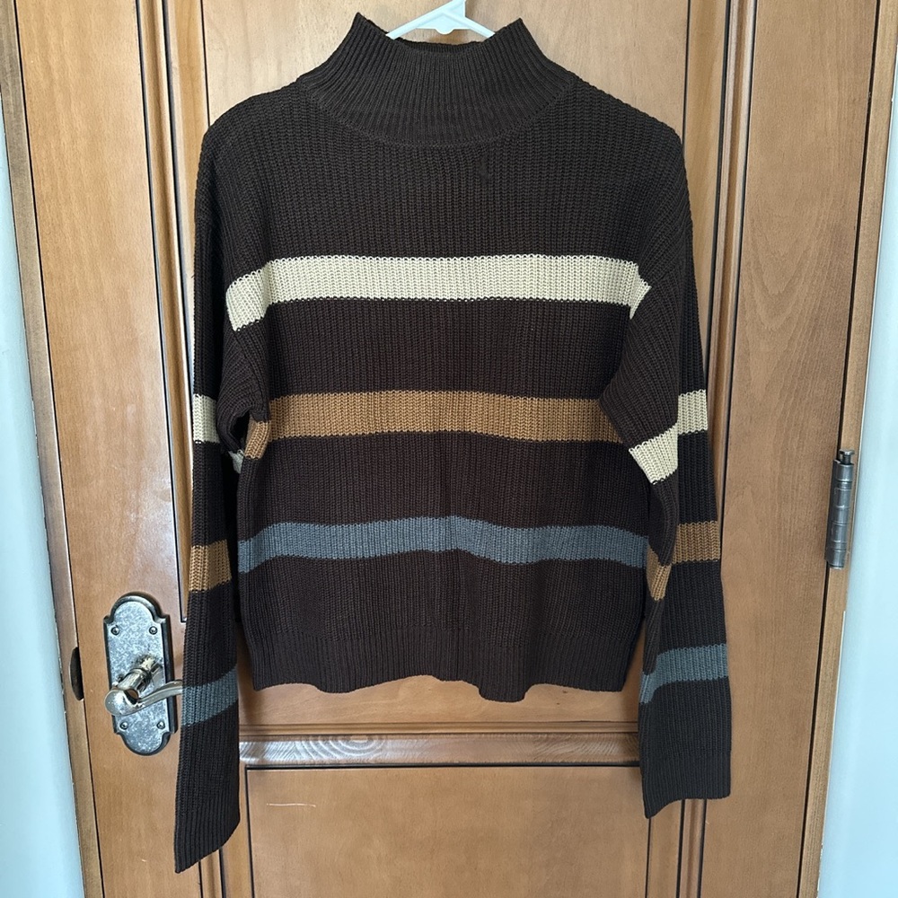 brown sweater with turtleneck